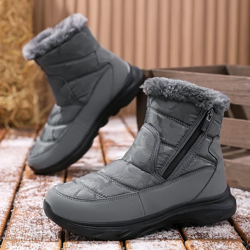 Couple High‑Top Snow Boots Men Winter Boots Warm Fluffy Thermal Outdoor Casual Shoes Men Cotton Shoes Plus Size Snow Footwear
