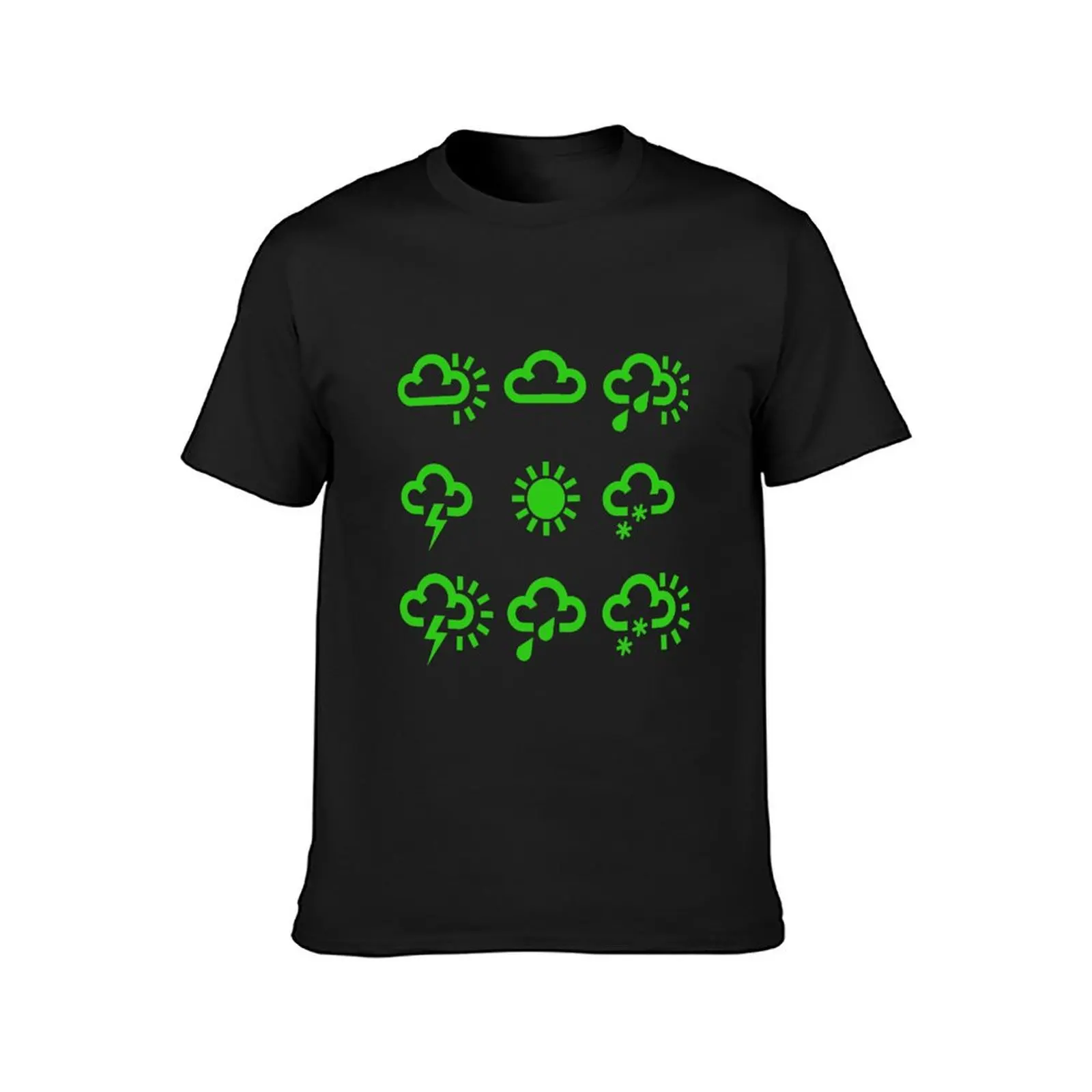 Green weather forecast symbols design T-Shirt plus sizes boys whites anime clothes sublime men clothings