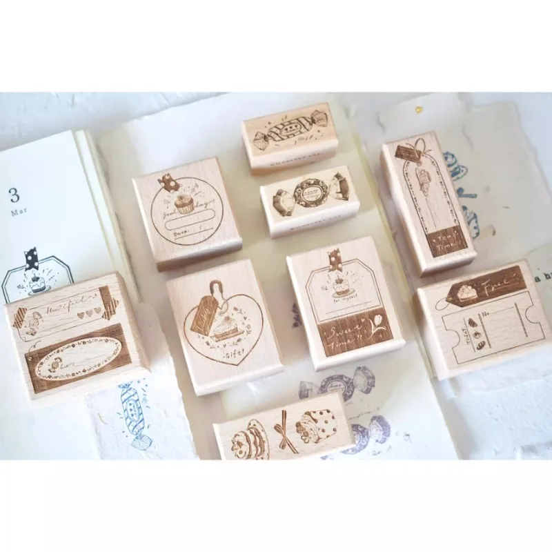 Sweet Time Lucky Cake Wooden Rubber Stamp DIY Scrapbooking Photo Album Journal Material Wood Seal