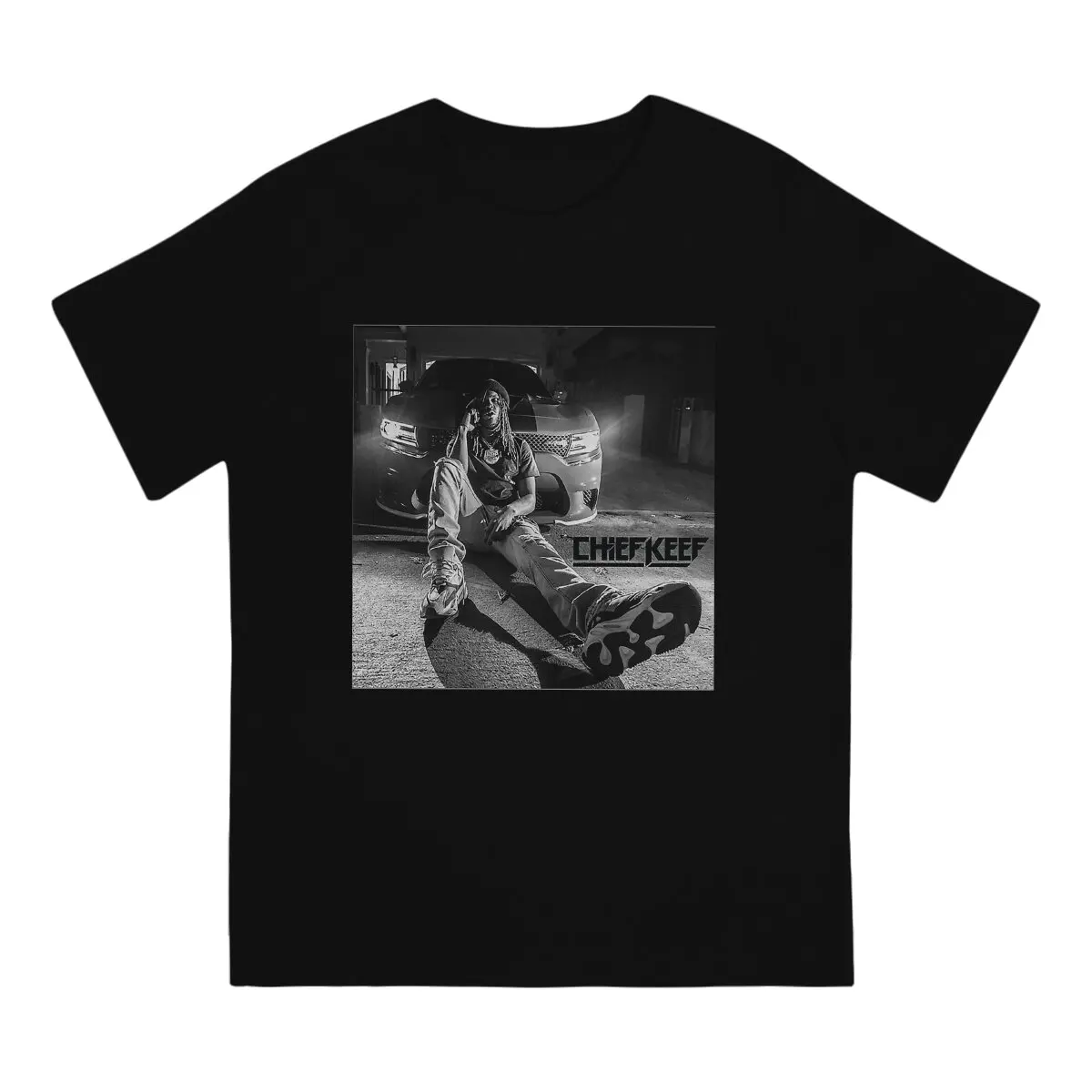 Chief Keef Creative TShirt for Men Hitam Putih Round Neck Basic T Shirt Personalize Birthday Gifts Streetwear