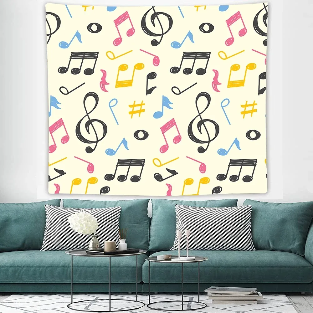 Living Room Bedroom Tapestry Creative Musical Note Pattern Fashion Home Decoration Tapestry