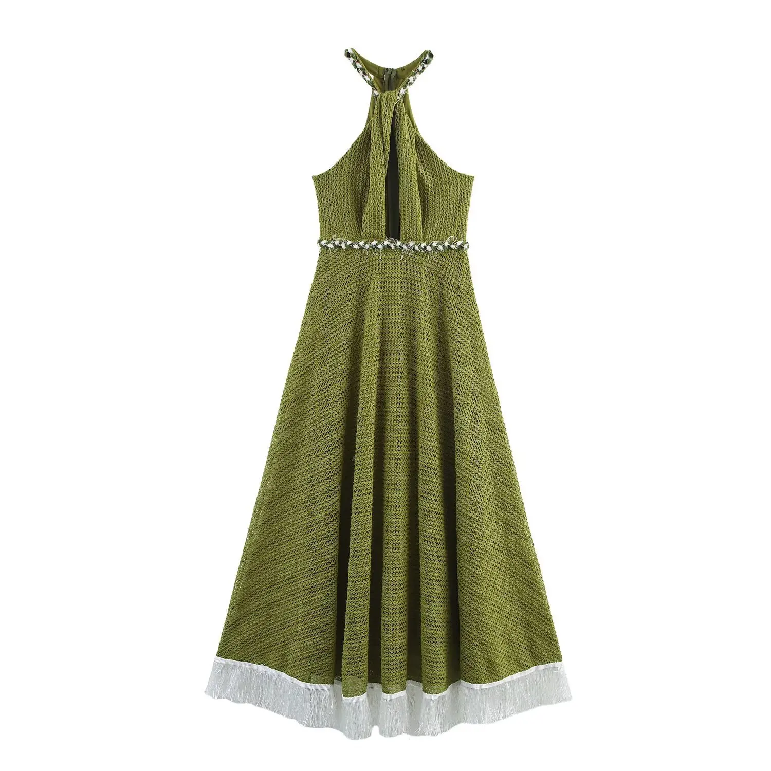 

New Dress Woman 2025 Sleeveless Halter Neck Dress Women Summer Tassel Decoration at The Hem Dress Woman Dresses