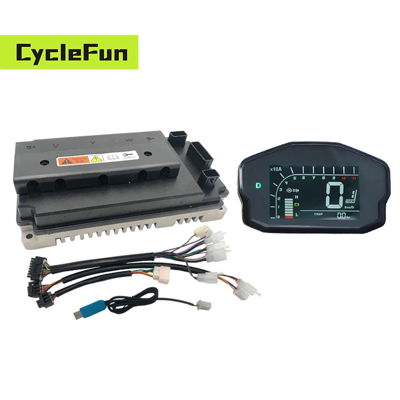 

48V-72V Votol EM100S 2KW-3KW Boost 120A BLDC Motor Controller With DKD Display And USB Cable For Electric Motorcycles Scooter