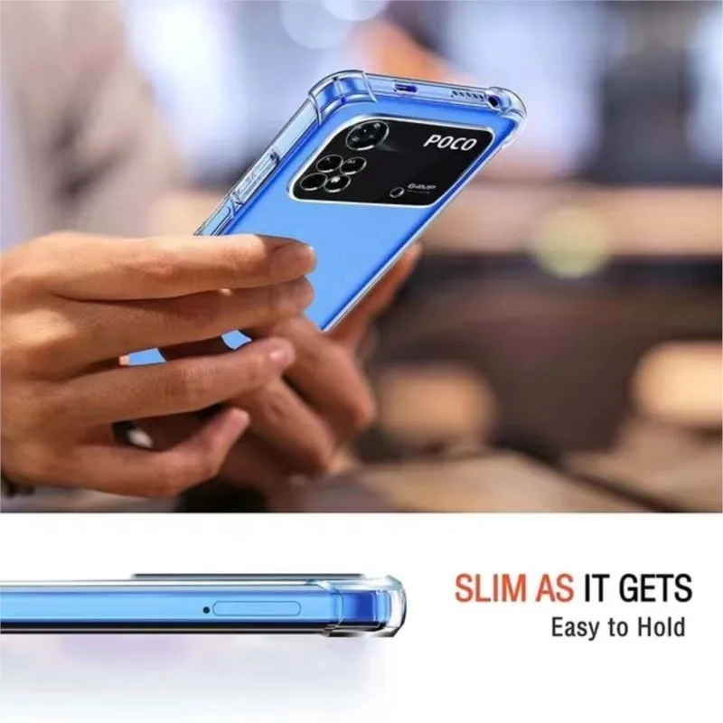 Thick Air-Bag Silicone Clear Phone Case for Xiaomi Poco M4 M5 M6 X3 X4 NFC X5 X6 F3 F4 GT F5 Pro 5G C50 C51 C55 Back Cover image 2
