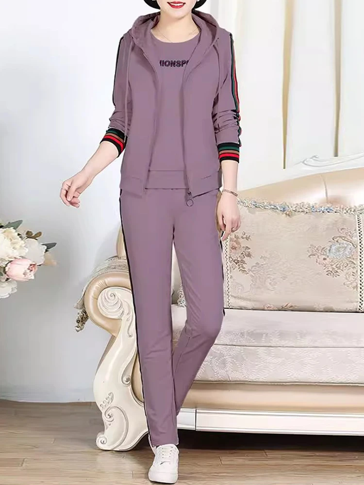 

Fashionable Sportswear Set for Women Straight Leg Pants Vest Hoodie Slimming Three Piece Suit Autumn New Arrival Casual Wear