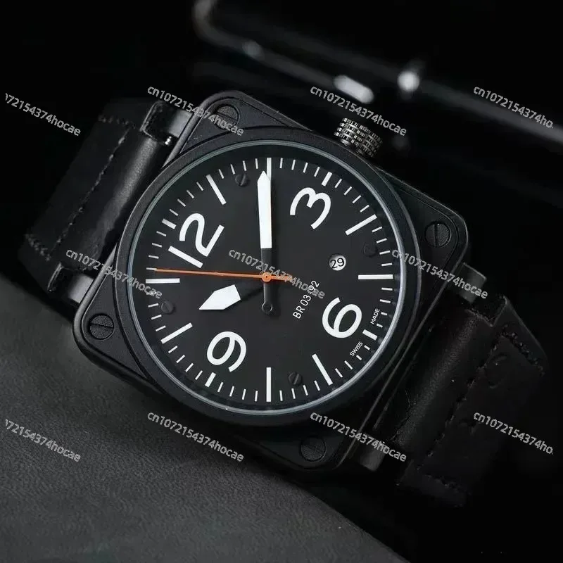 

Men Automatic Mechanical Watch Bell Brown Leather Black Ross Rubber 46mm Large Dial Men for Watches AAA Clcok BB