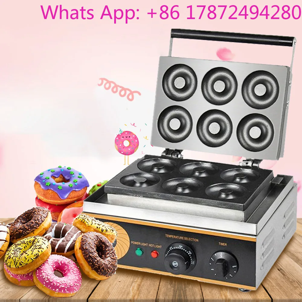 Commercial 6 holes Donut Maker Electric Cake Making Machine Round Cake Maker Non-stick Donut Machine