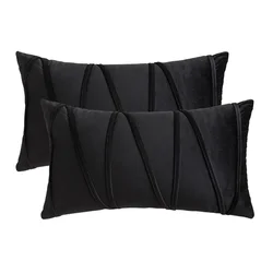 2PCS 30X50CM Black Red Stripe Velvet Throw Pillow Cover Boho Farmhouse Orange Cushion Cover Modern Throw Square Cozy Pillowcase