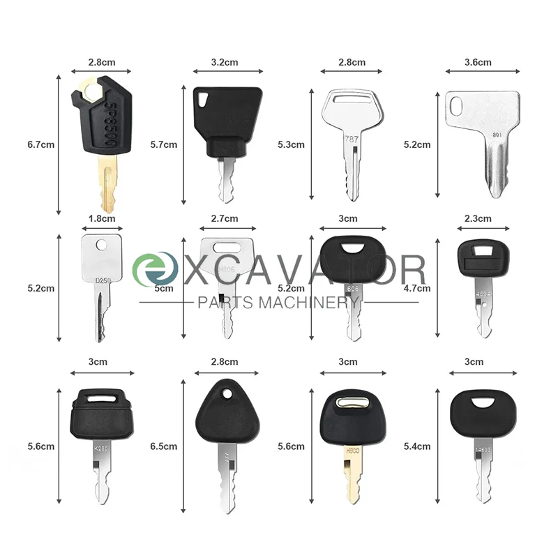 12 Keys Heavy Equipment Construction Ignition Key For Caterpillar Jcb Yanmar Kobelco For Volvo BOBCAT Hitachi Komatsu Excavator