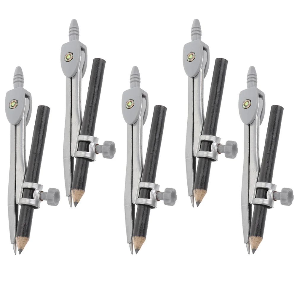 

5pcs Portable Drawing Compass For Math Students Stationary Kit Reusable Compass Set Tool For Drafting Circles Geometry School