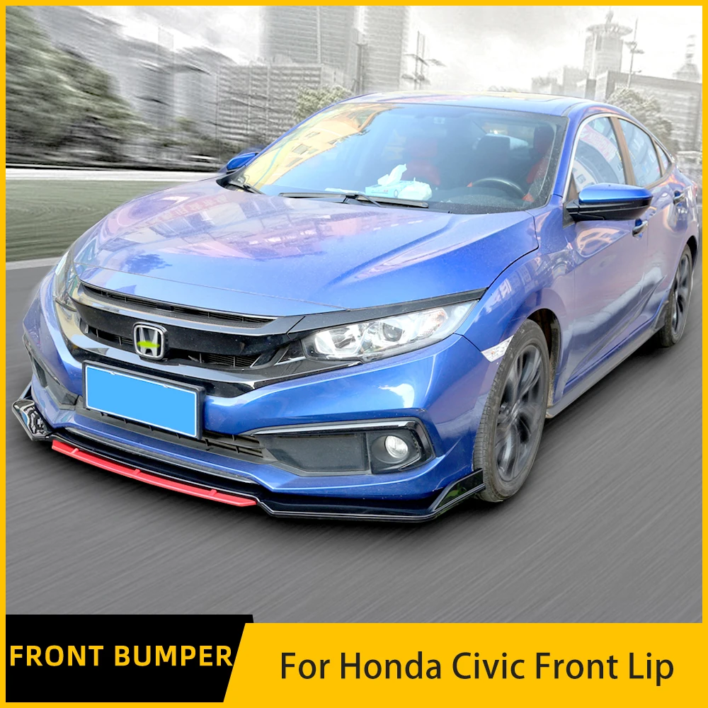 

For Honda Civic Front Lip Accessories 4Pcs Car Front Bumper Split Lip Body Kit Spoiler Diffuser Deflector ABS Sport Kit