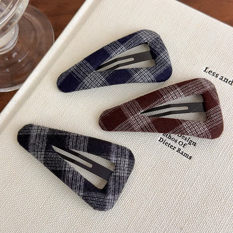 Simple Hairpin Broken Hair Card Versatile Bangs Fashion Plaid Fabric Hollow BB Clip Clip Side Hair Accessories