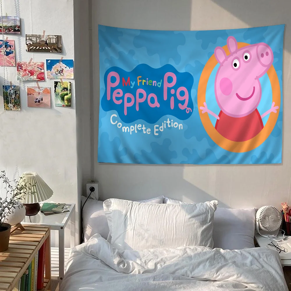 Cute P-Peppa-cartoon-Pig Colorful Tapestry Wall Hanging Bohemian Wall Tapestries Mandala Wall Hanging Sheets