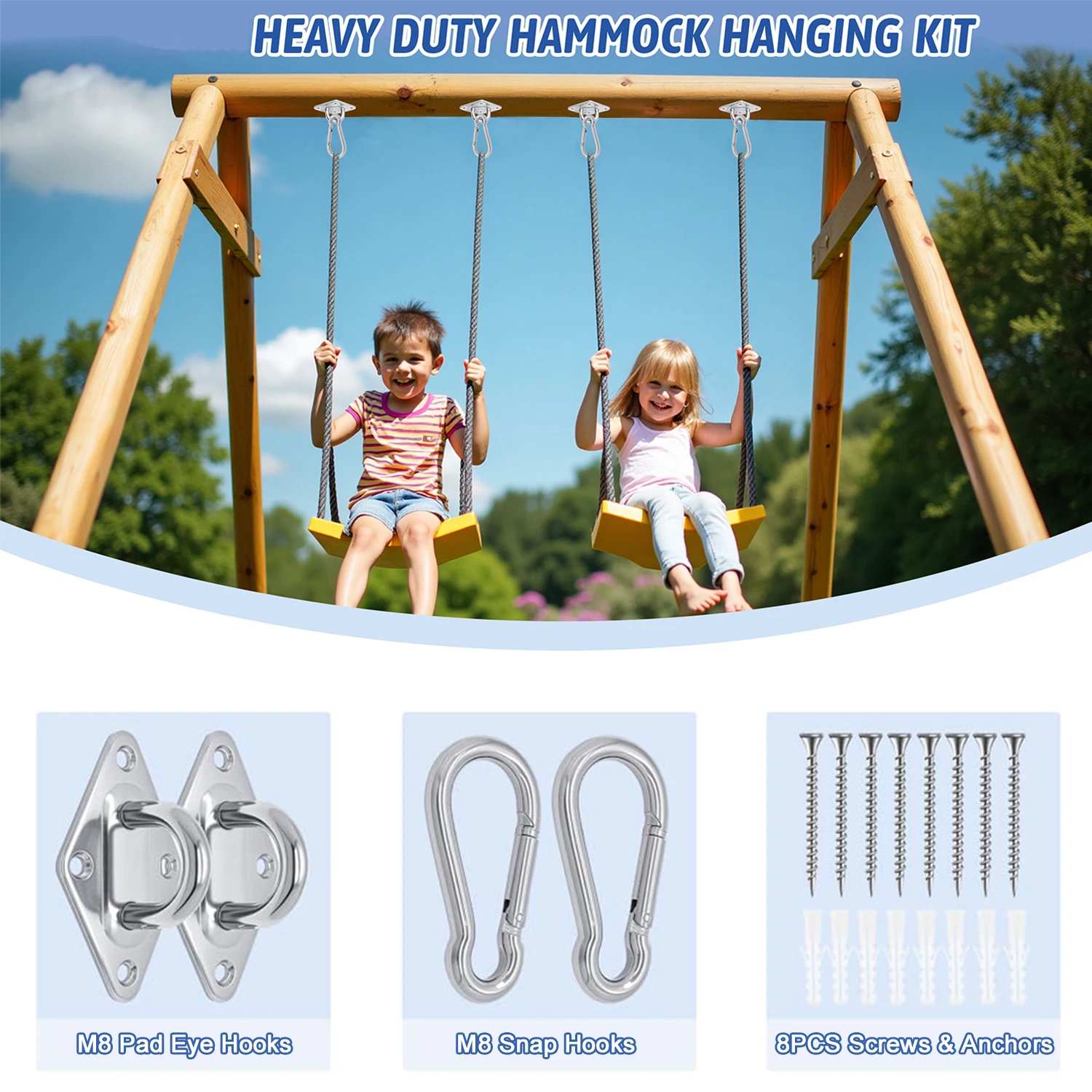 Bild 3: Hochbelastbare Augenplatten-Sets mit Federhaken für Decksgeländer, Sonnensegel-Bewegungswiderstand, Aufhängering, feste Zubehörteile M5M6M8
