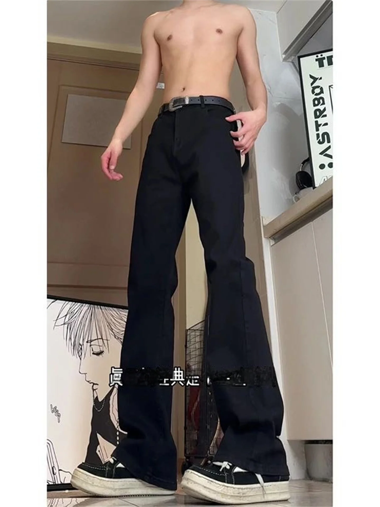 

Bla Knife Jeans Men's Street Sle Vintage Loose Straight Leg American High Street Vibe Slimming Micro Flare Pants