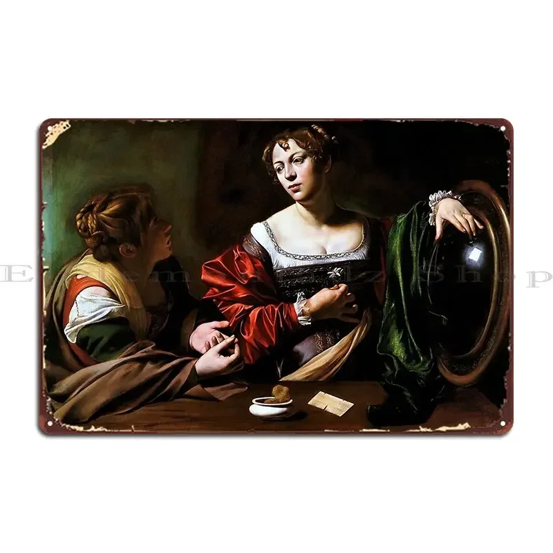 High Resolution Caravaggio Martha And Mary Magdalen 1599 Metal Signs Cinema Cinema Poster Cave Designing Tin Sign Poster