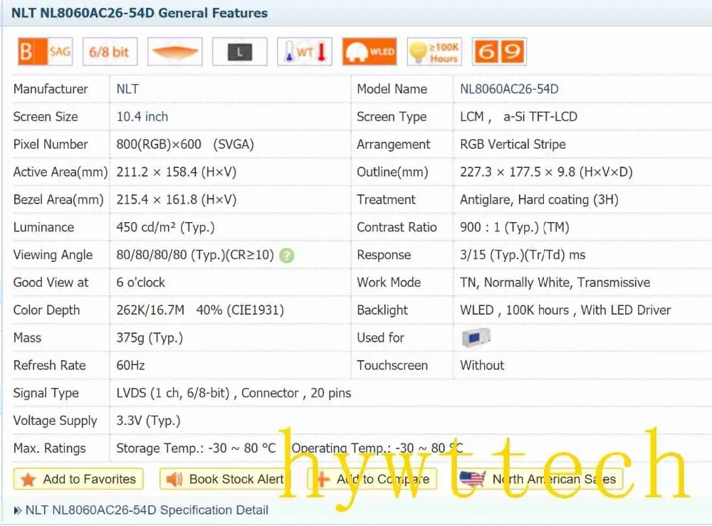 fornire LCD industriale NL8060AC26-54D 800 * 600 da 10,4 pollici, nuovo di zecca in stock
