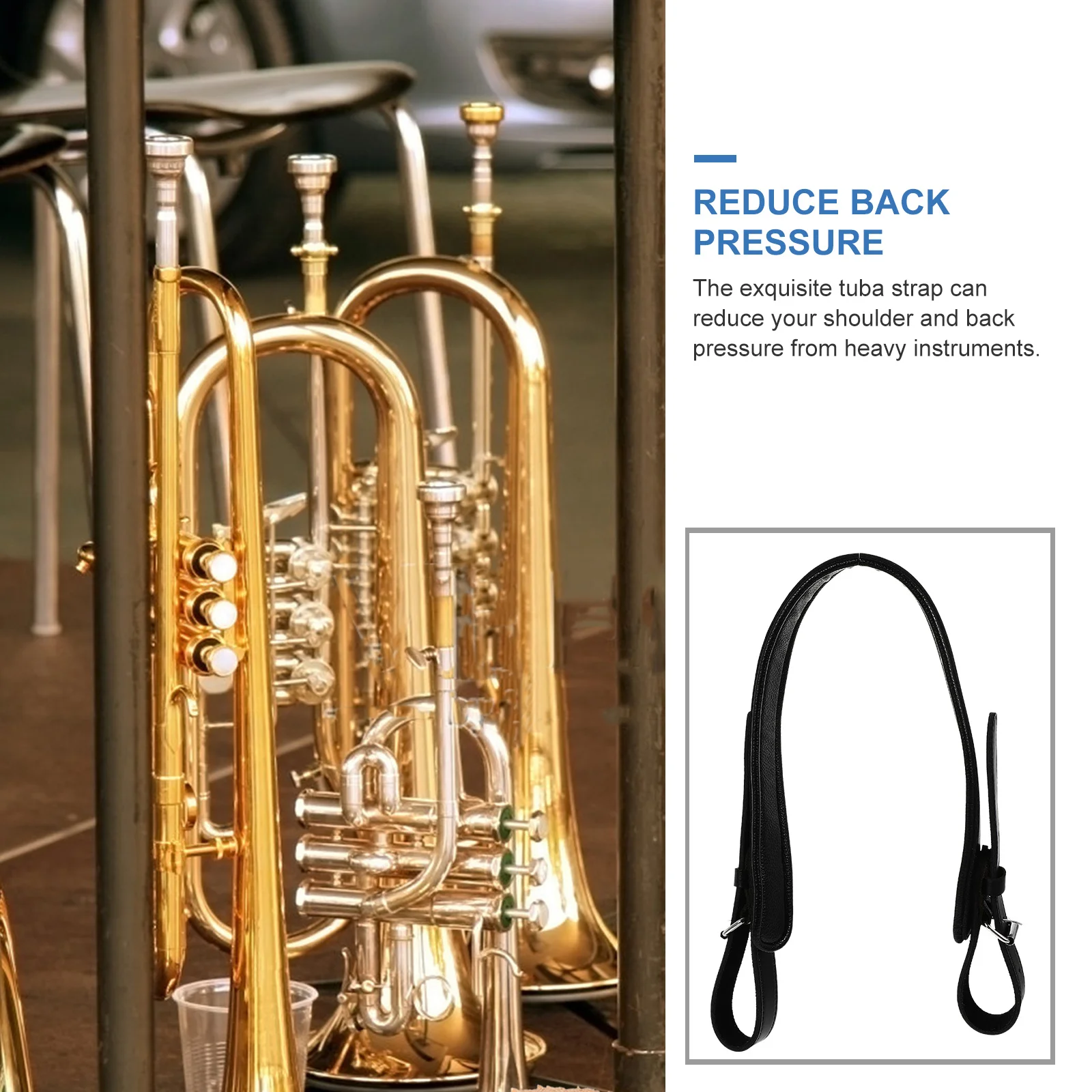 

Adjustable Durable Comfortable Belt For Music Performance Black Stylish Tuba Shoulder Strap Wear-Resistant Instrument