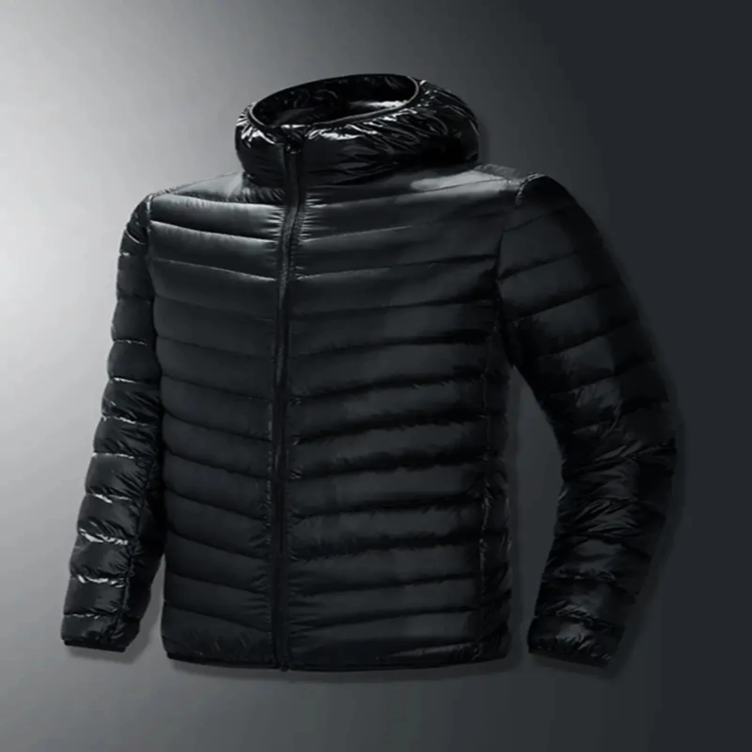 One Size Smaller, Cheap Fabric Material, New Men's Thin Down Jacket With Zipper Solid Black For Autumn & Winter Jacket Christmas