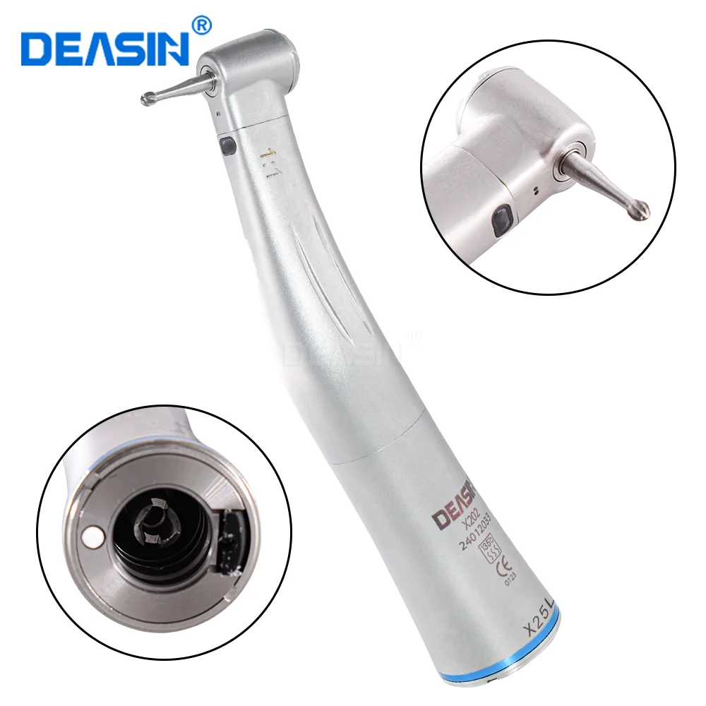 

DEASIN Dental Low Speed Handpiece Fiber Optical Handpiece LED Contra Angle X25L 1:1Dental High Speed Handpiece