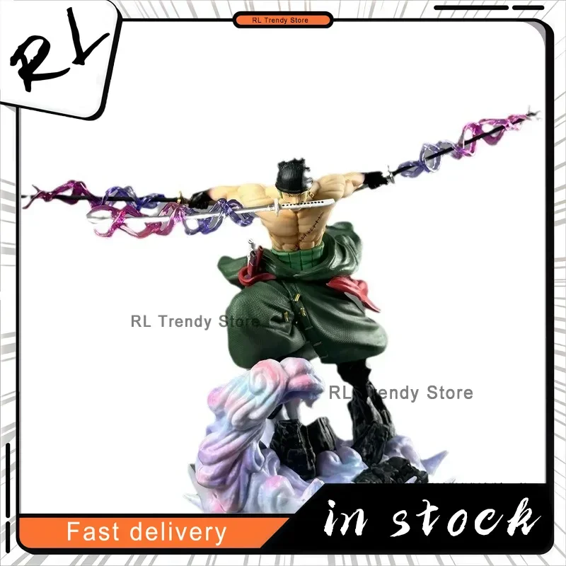 27CM One Piece Roronoa Zoro Dual Swapable Head Three-Sword Style And Anime Model Statue For Birthday Gift