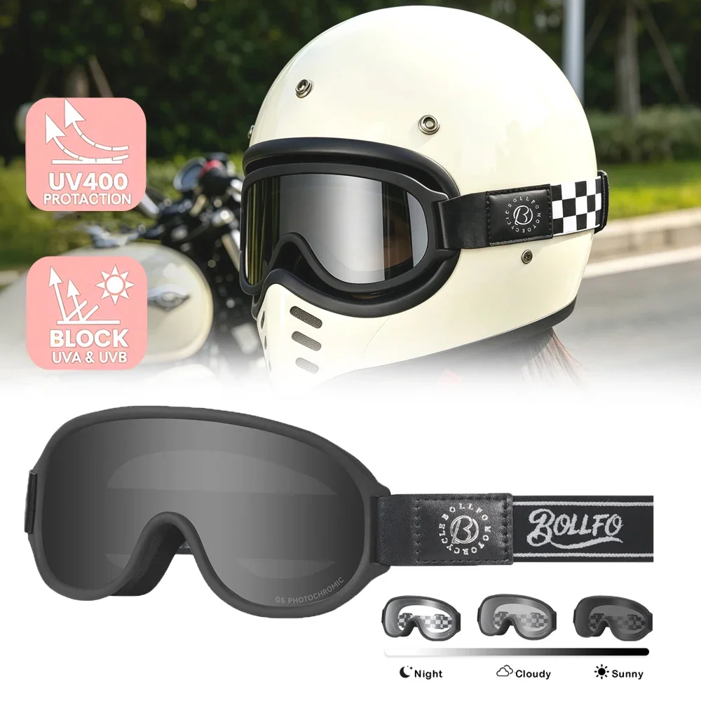 Photochromic Motocross Goggles Fit Small Helmet Polarized Anti Fog Motorcycle Goggles UV400 Moto Glasses for Dirt Bike Off Road