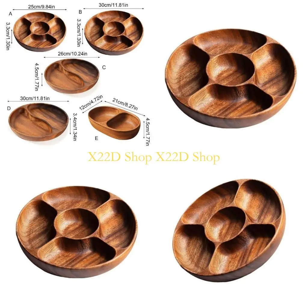 X22D Divided Servings Tray Dinner Platters Round Candy Tray Fruit Plate for Party Dishes Snacks Dried Fruit Easy to Use