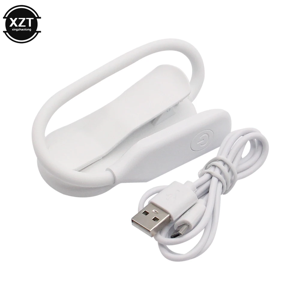 USB Rechargeable Desk Reading Light Portable Mini 7 LED Lamp 3-Level Warm Cool White Flexible Easy Clip Lamp for Night Reading