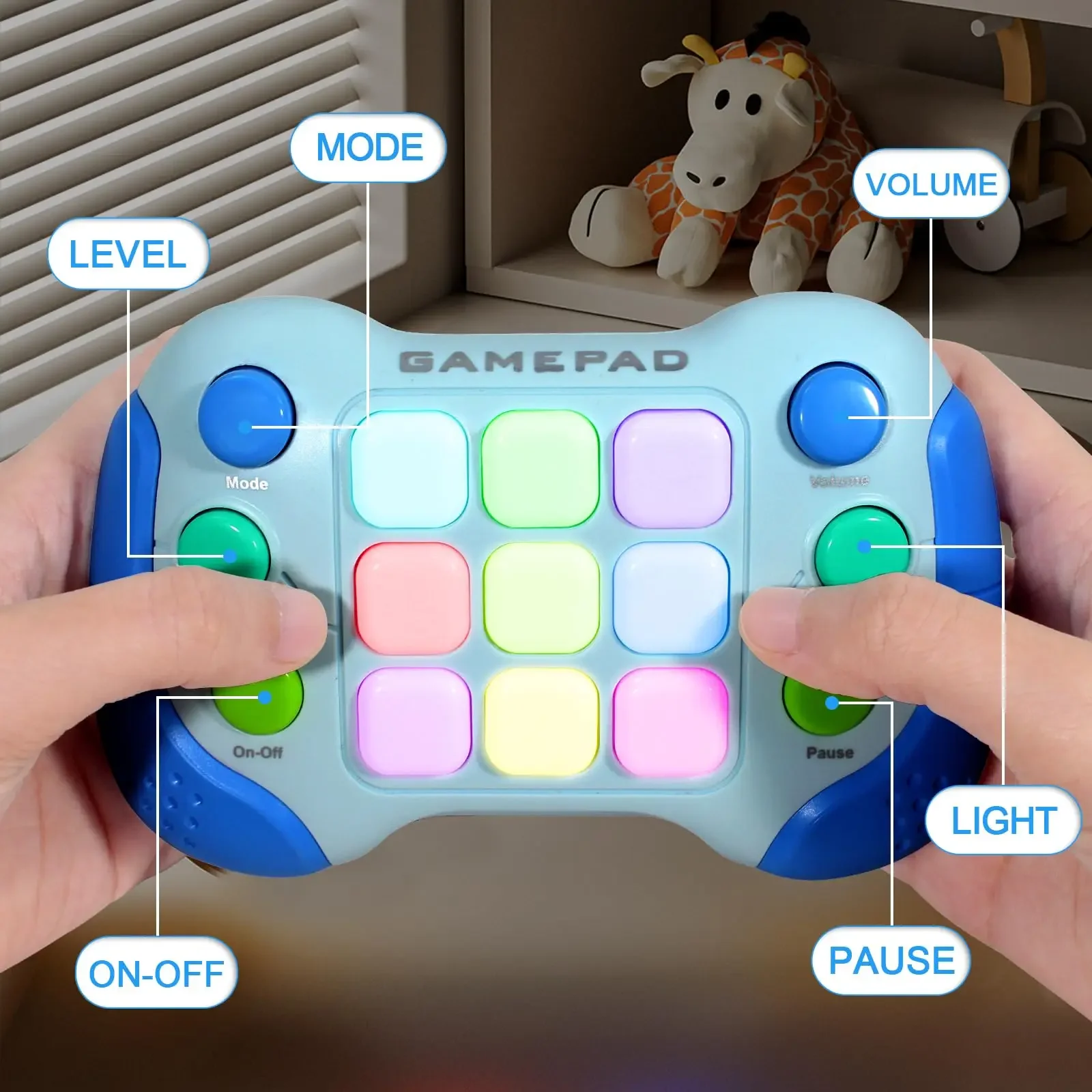 RGB LED Lighting Game Pad for Children Electronic Pop Light Quick Push Game Console Fidget Anti Stress Adult Stress Relief Toys