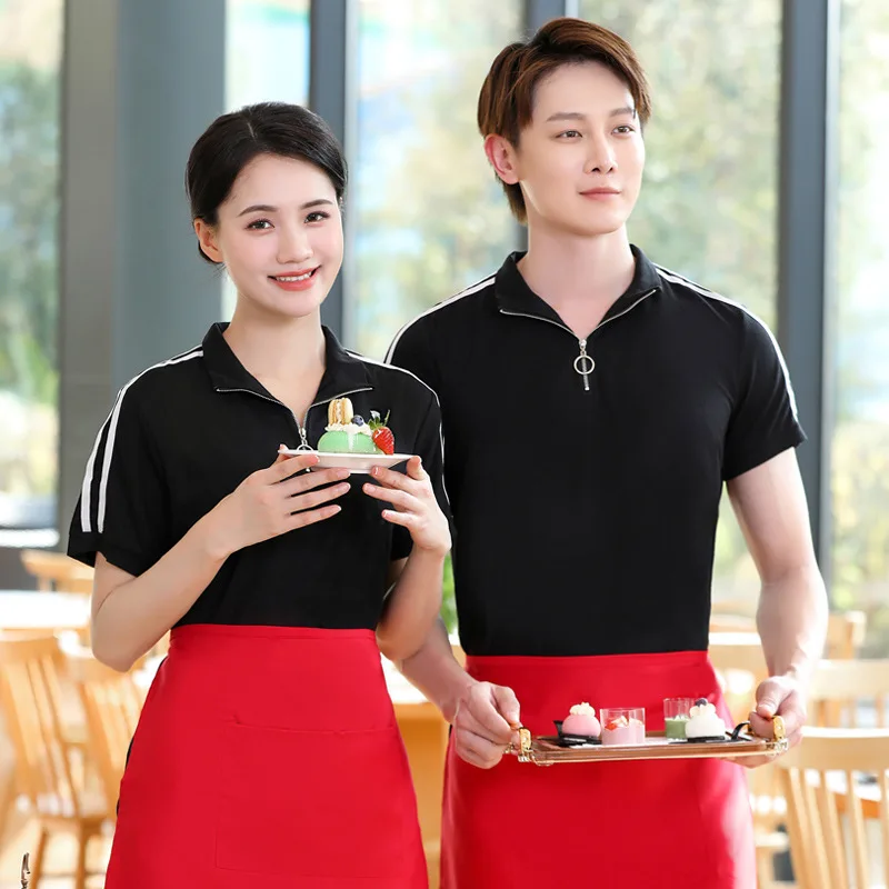 

Cake Waiter Workwear Women's Summer Catering Coffee Milk Tea Baking Dessert Shop Restaurant Short Sleeve