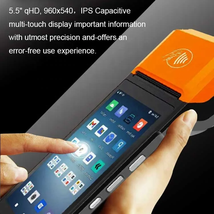 H10C Android 8.1 Portable 4-Core Handheld Mobile Pos System with Thermal Printer