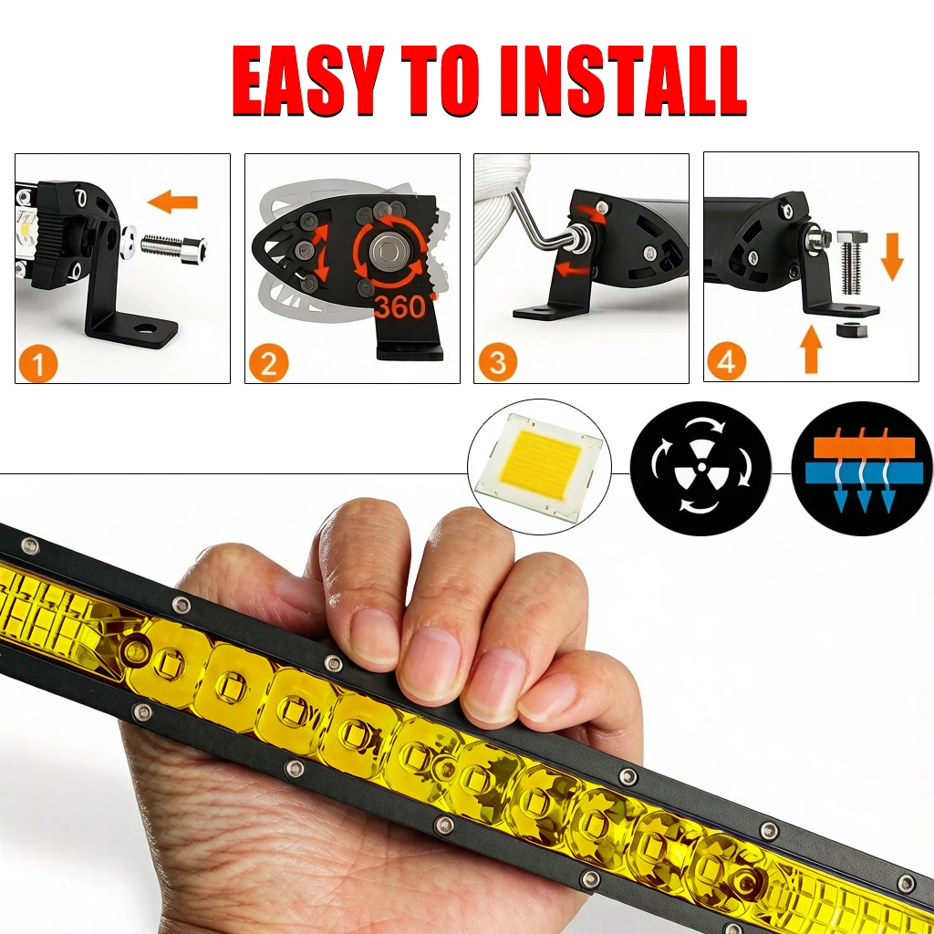 Lampu LED Bar Baris Tunggal Co - Led Work Light Bar 12 Inch Offroad ulasan dan harga