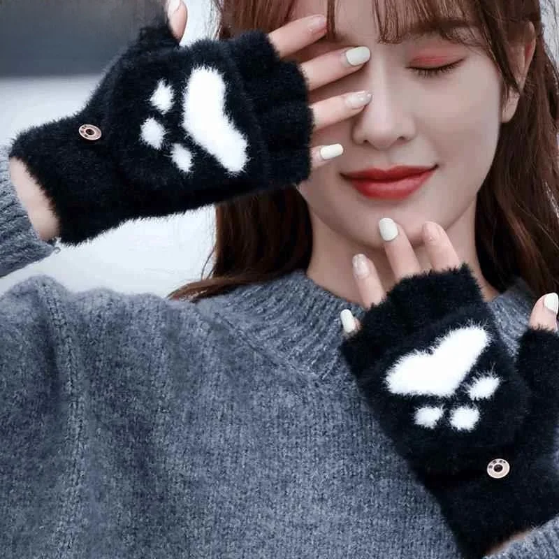 

Перчатки с клапаном на подкладке Fce, мужские перчатки для письма, зимние теплые муфты для рук, студенческие морозостойкие перчатки для пальцев