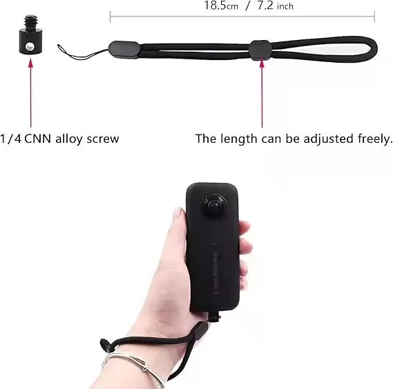 Wrist Hand Strap With 1/4 Screw for Insta360 X4 X3 X2 Light Weight Anti-Lost Lanyard Straps Hand Hanging Rope For DJI Pocket 2 3 view 6