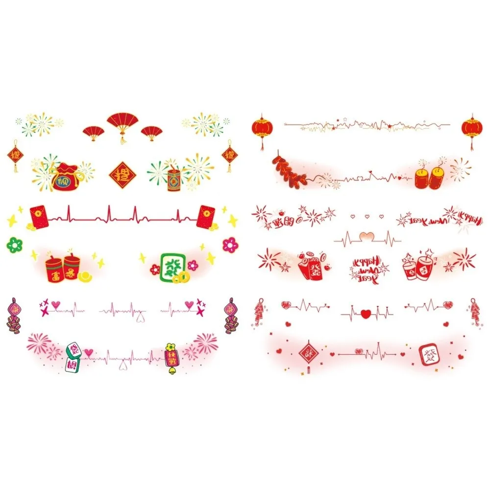 ملصقات مكياج مقاومة للماء للعام الصيني الجديد تدوم طويلاً، ملصقات أحمر الخدود للعام القمري الجديد، فن الجسم اللطيف #5