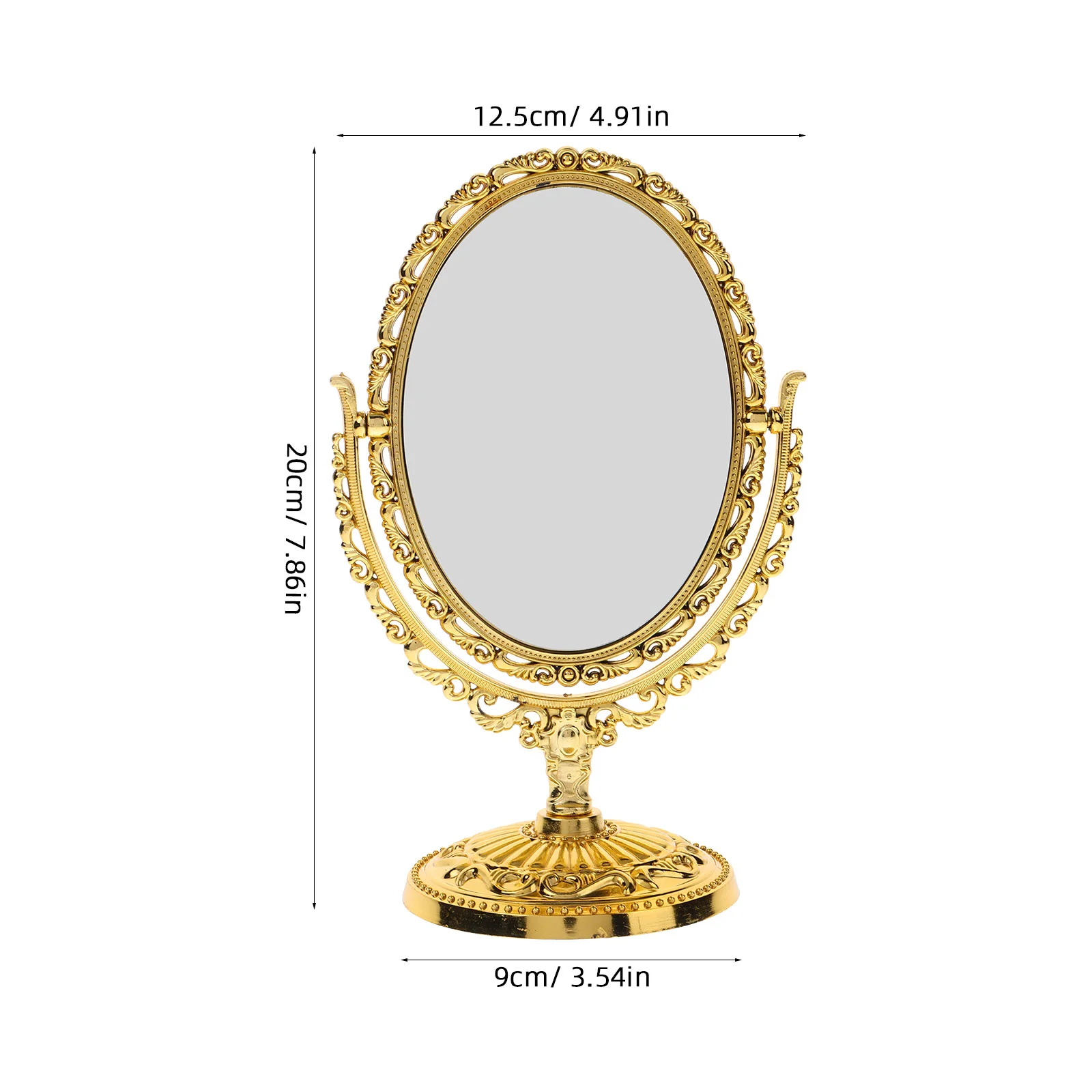 Retro Rotating Makeup Mirror Centerpiece Vanity Desk The Circle Tabletop Oval Swivel Travel Mirrors for Bedroom