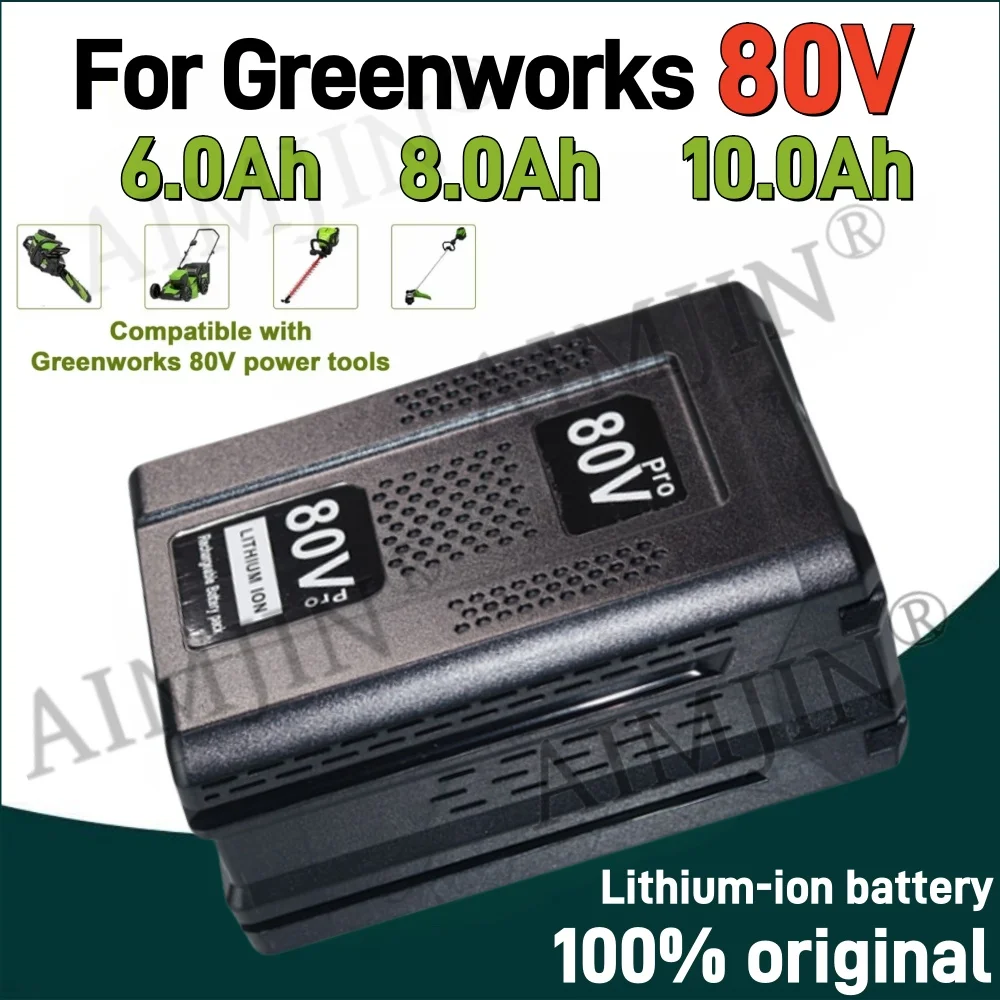 Replace Greenworks 80V 6.0/8.0/10.0Ah lawn mower tool battery GBA80200 GBA80250 GBA80400 high-capacity lithium-ion rechargeable