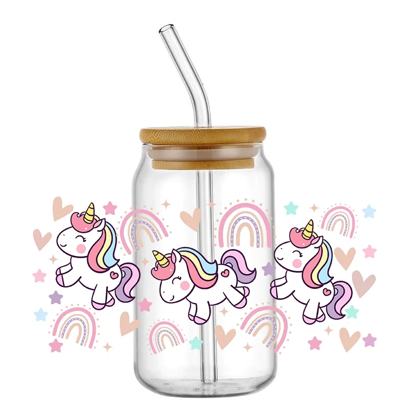 Cartoon Cute Animal Series UV DTF Sticker For 16OZ Libbey Glass Cup Can Wrap Transfer Sticker Custom Labels DIY Log