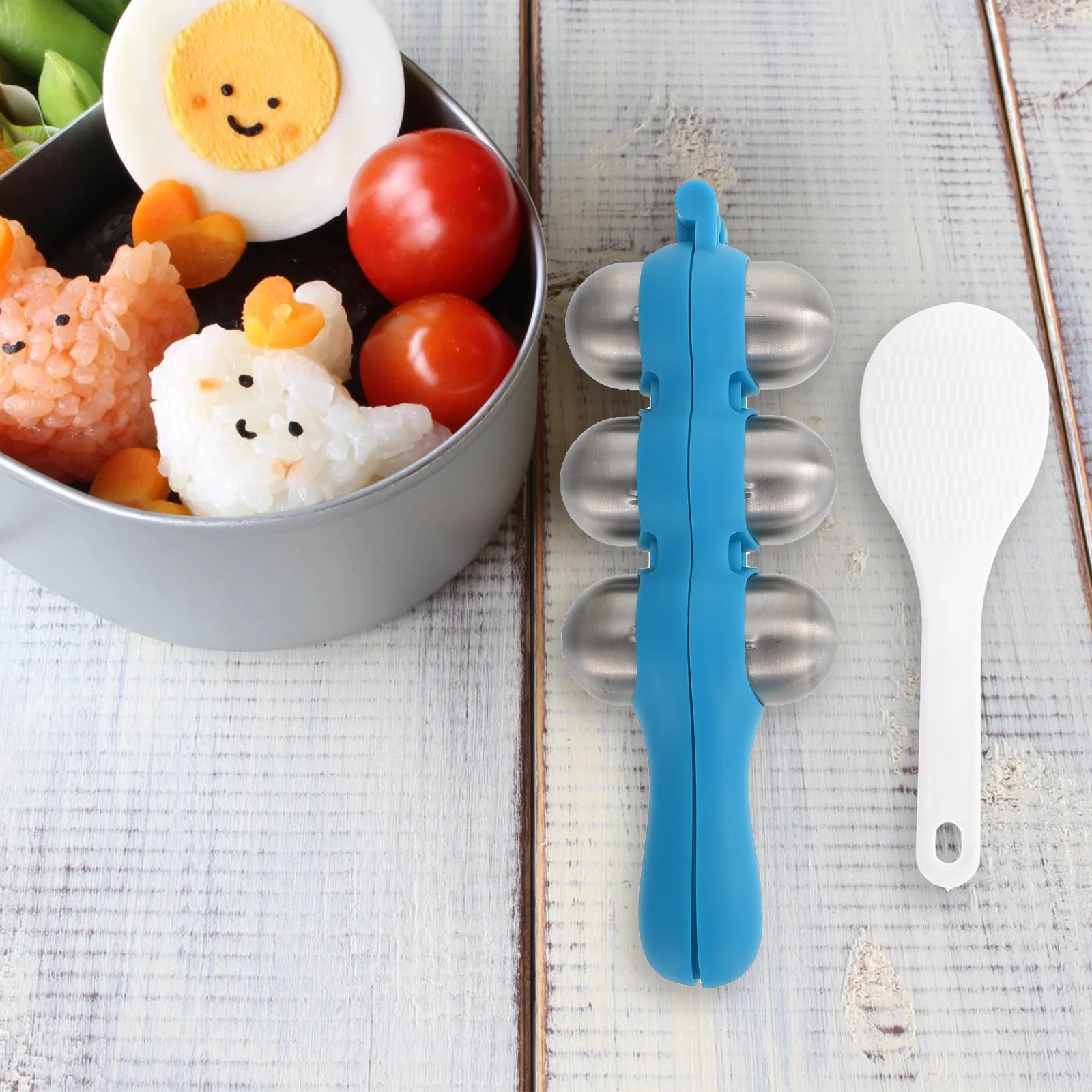 

1 set 1 Set Stainless Steel Rice Ball Mold Bento Making Tool Kitchen Accessories Lightweight Easy Carry Diy Food Gift
