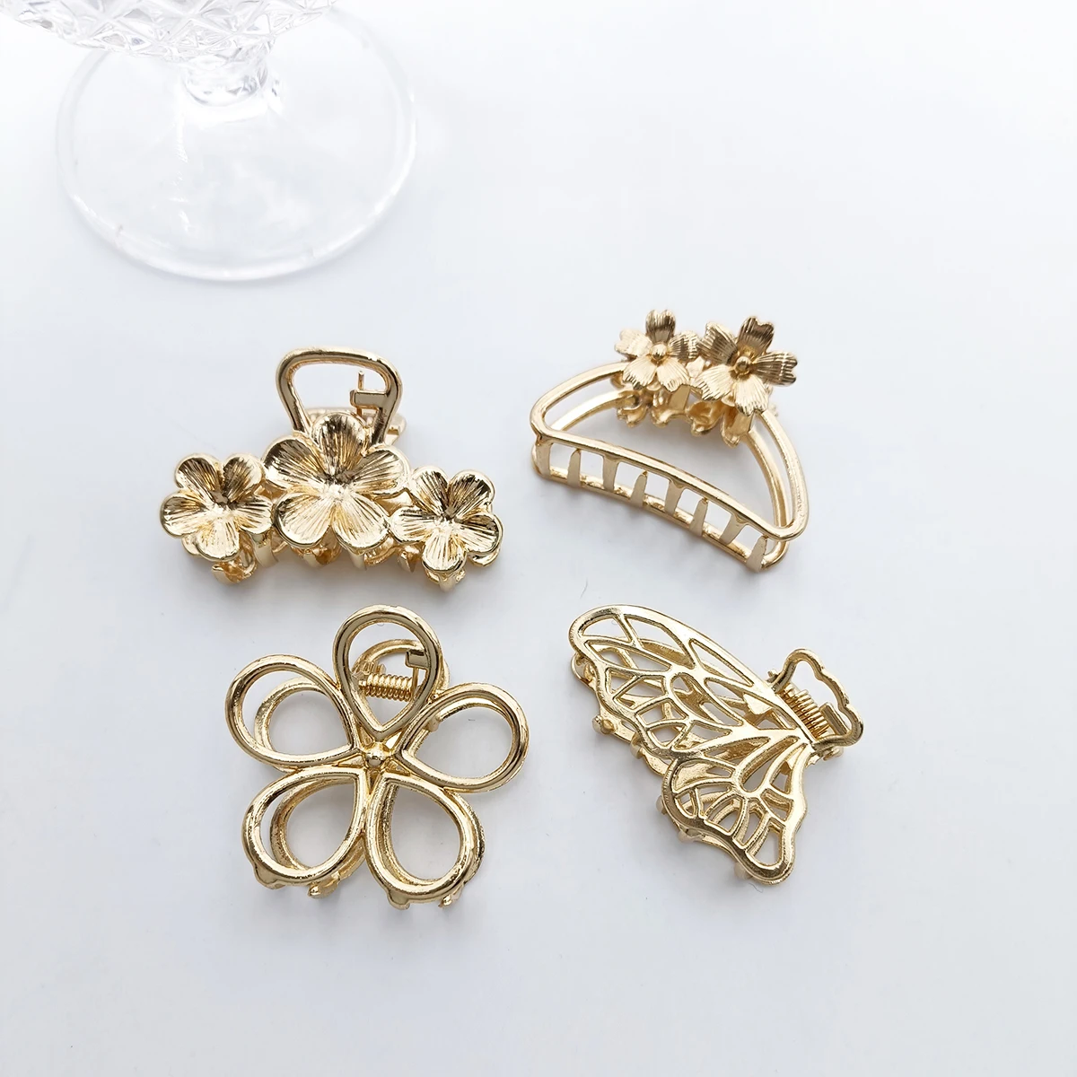 12 Stile Mode Mini 4 cm Metall Haar Klaue Für Frauen Gold Farbe Kreuz Krabben Haar Clip Koreanische Elegante Geometrische haarnadel Mädchen Haar – Detail 3