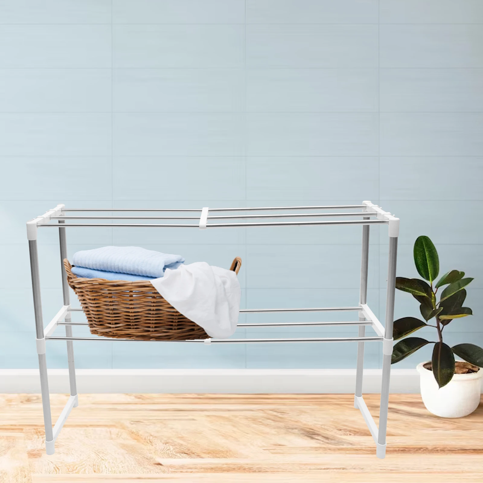 

Stainless Steel Expandable 2-Layer Adjustable Shoe Rack Organizer Storage Shelf for Entryway Closet Shoes Holder
