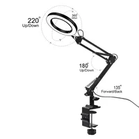 New Flexible Desk Large 22cm+22cm 5X USB LED Magnifying Glass 3 Colors Illuminated Magnifier Lamp Loupe Reading/Rework Soldering