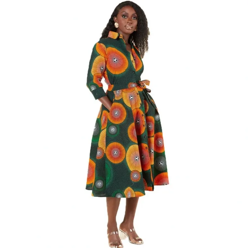 

New African Dresses For Women Vetement Femme Dashiki Print Africa Shirt Dress African Clothes Dashiki Ankara Dresses Ladies 2021