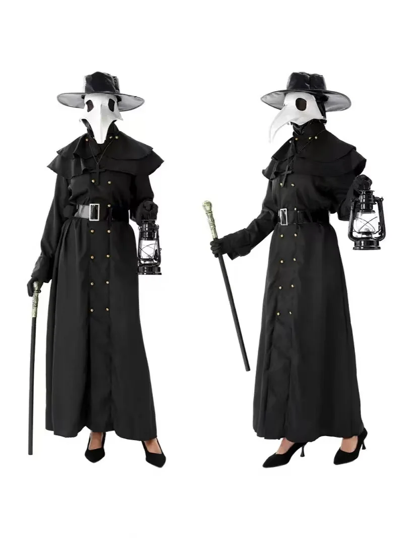 

Halloween Plague Doctor Costume Bird Mouth Black Crow Mask Outfit for Terroristic Doctor Dress-Up Halloween Party Accessory