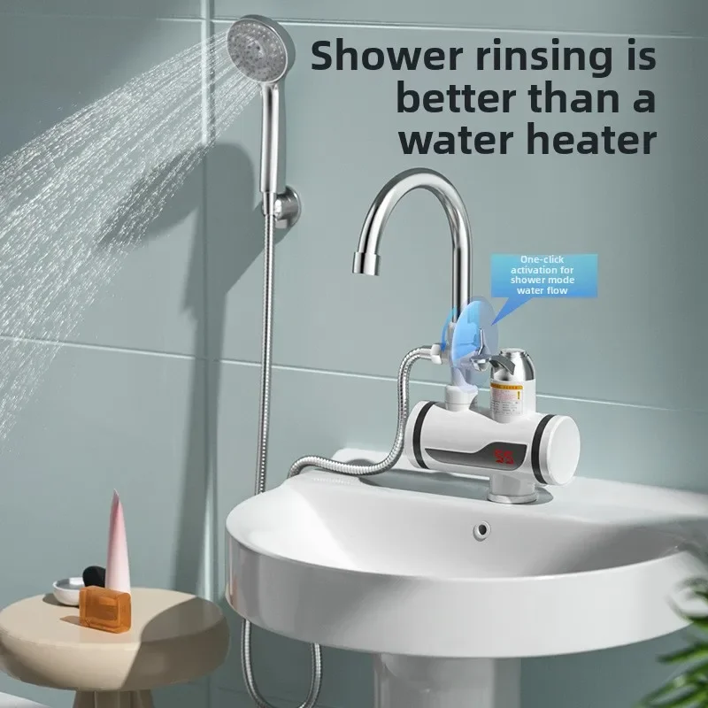 PremiumElectric Heating Faucet Instant Small Bathroom Bathing And Shampooing For Three Seconds, Quickly Heating With Water