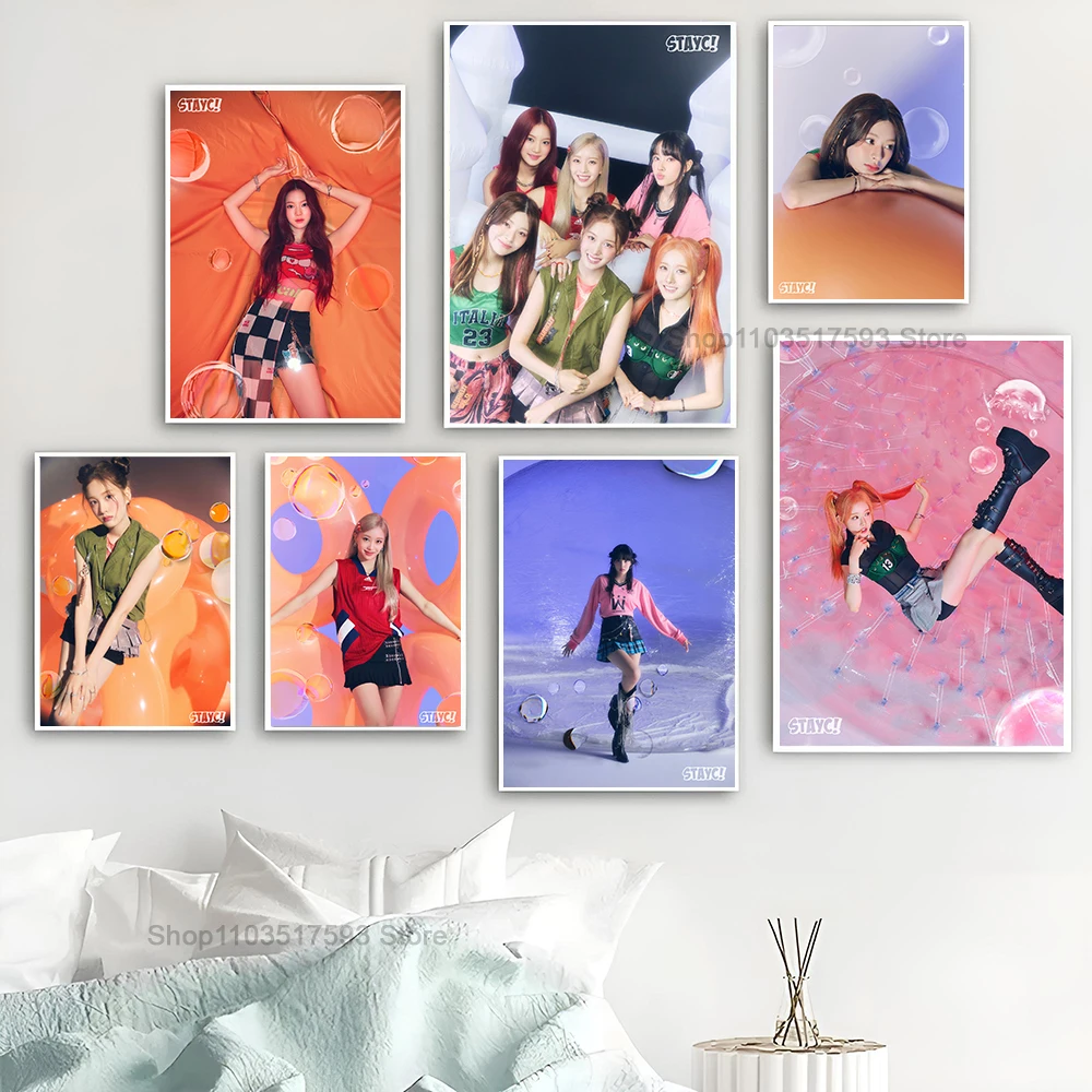 Home Decor Poster Stickers Kpop Group STAYC Teenfresh Decorative Painting Bedroom Bedside Living Room Hotel Cafe Entrance Mural