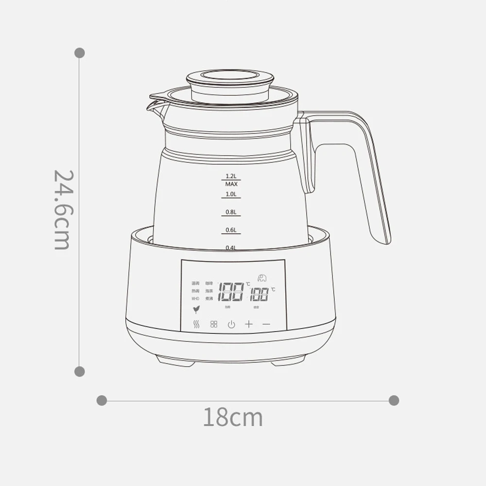 220V 1.2L Infant Thermostatic Milk Regulator Baby Kettle Keep Warm 24 Hours Hot Water Smart Insulation Pot Milk Powder Warmer