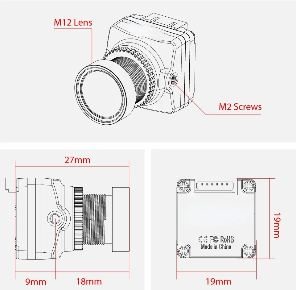 3MP FPV Drone Camera Module HD Night Vision Large Duct Racing-Grade Aerial Photography High Resolution