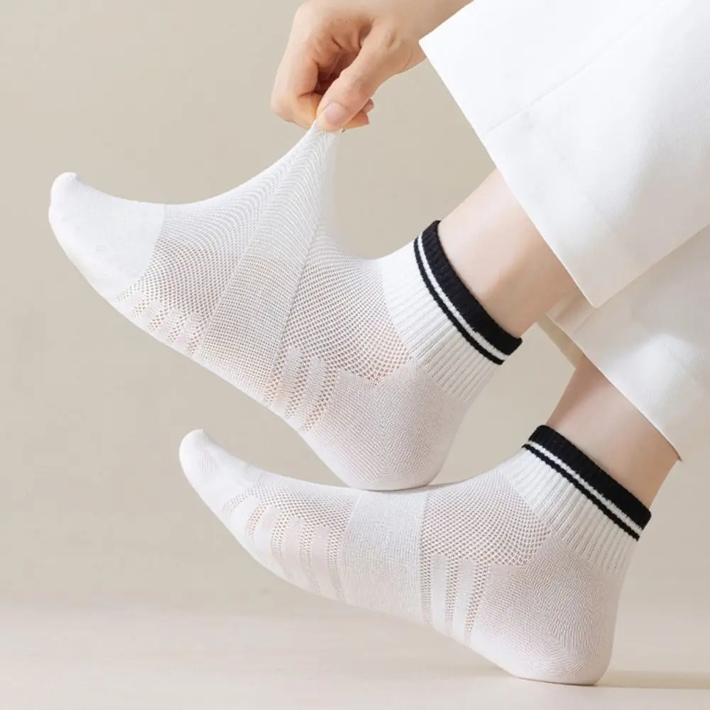 10Pairs Comfortable Sweat Absorption Women Ankle Socks Breathable Anti Slip Mesh Thin Socks Hosiery Short Tube Socks Ladies Girl