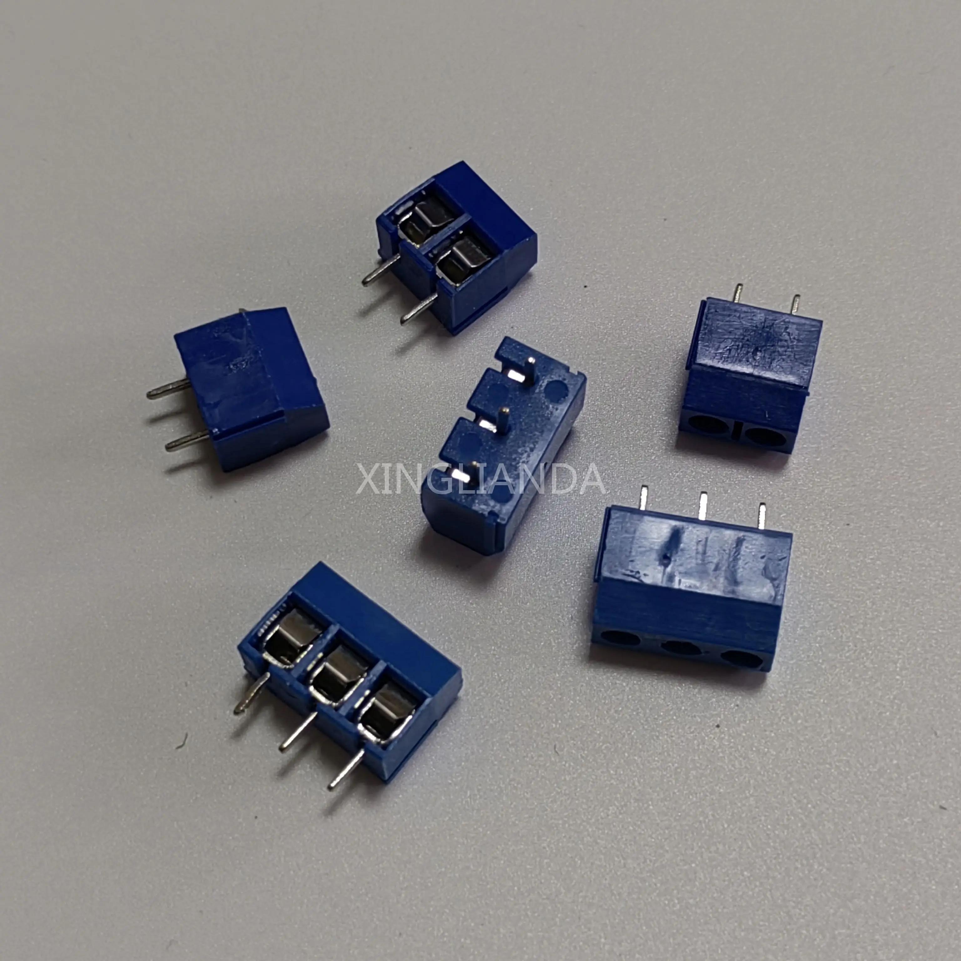 50PCS KF301 2P 3P Blue Screw 5.0MM Straight Pin PCB Screw Terminal Block Connector Splicing type